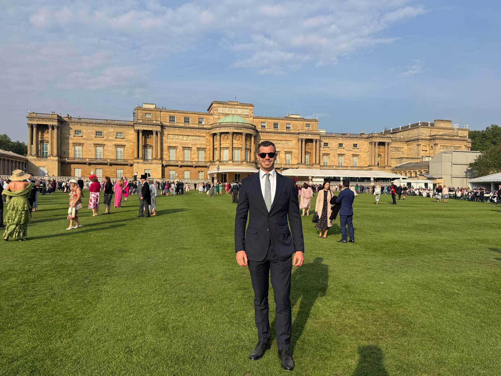 Alex Kourti at the 2026 Royal Garden Party at Buckingham Palace
